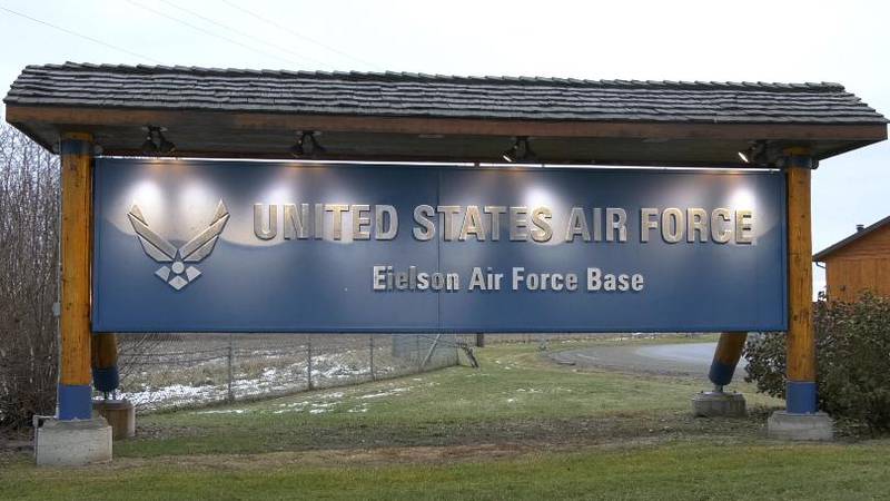 Entrance sign to Eielson Air Force Base