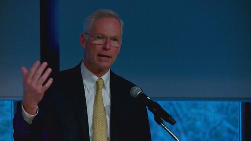 Jim Johnsen speaks at the Alaska Chamber Fall Forum in Girdwood, Alaska (Oct. 29, 2019)(KTUU)