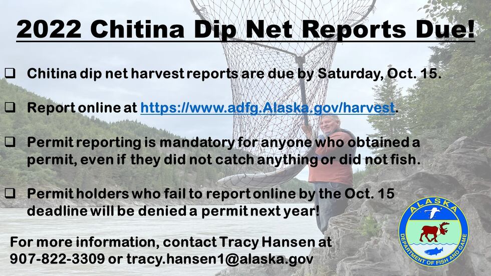 Chitina Dip Net Reports Due
