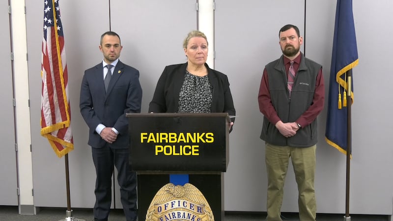 Fairbanks Police Chief Nancy Reeder joined by District Attorney Joe Dallarie and FPD Detective...